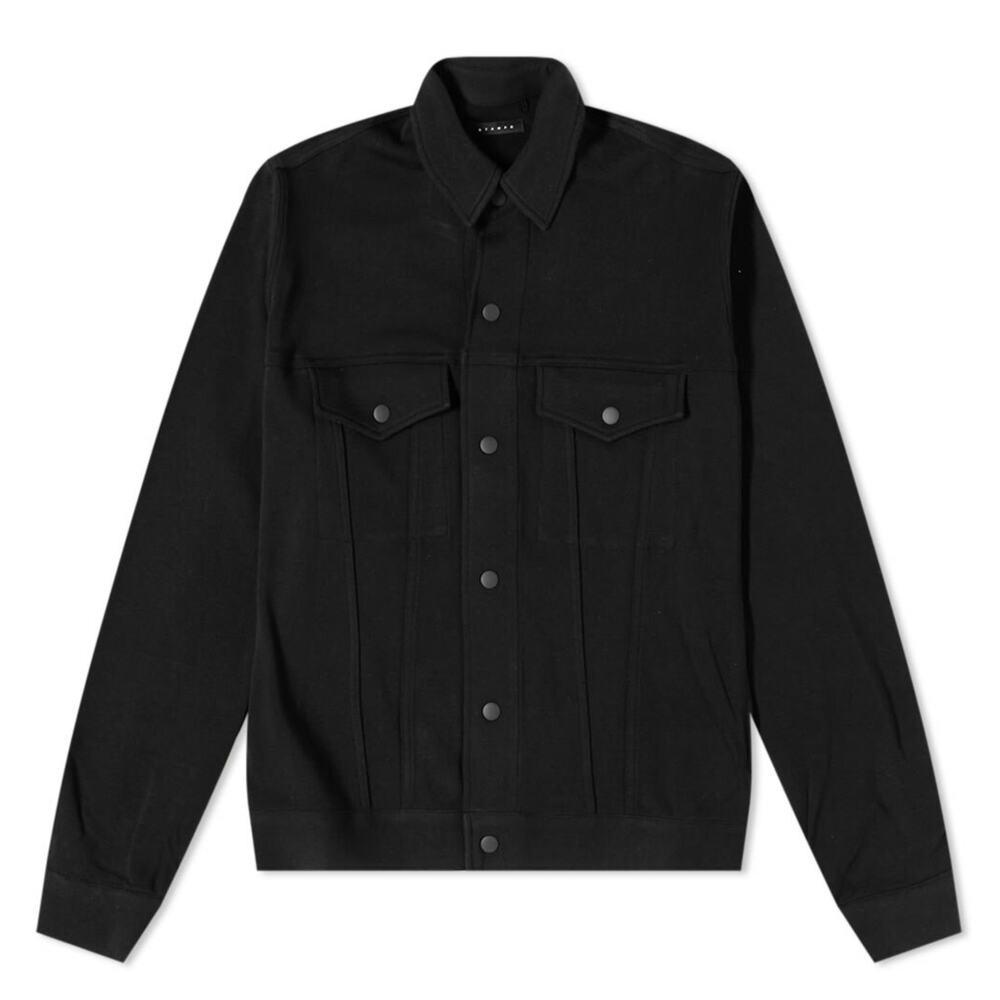 STAMPD Mens Fleece Trucker Jacket Medium Black Button Up Collared Pockets NWT